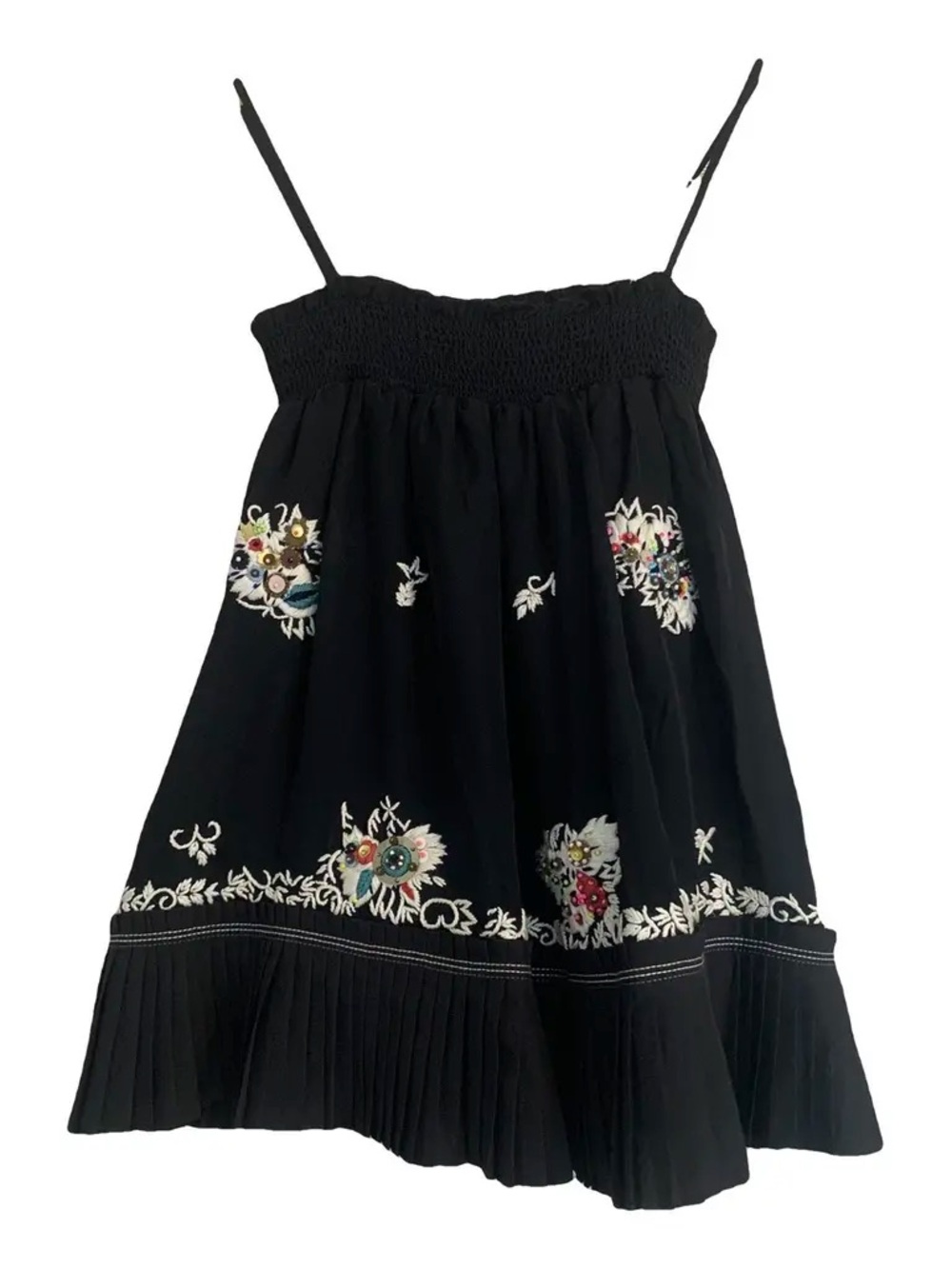 NWT Derek Lam 10 Crosby Silk Tank Top Blouse with Embroidered Details and Pleats